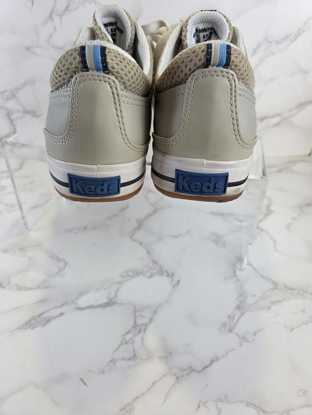 Keds Light Gray and White Lace-Up Sneakers(B32) - Picture 4 of 14